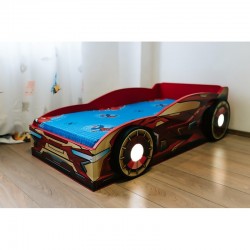 Pat masina Iron man cu lumini,saltea inclusa