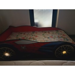 Pat masina Spiderman cu lumini ,saltea cadou