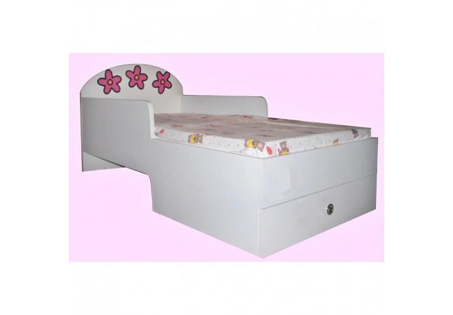 Pat fetita flower cu sertar
