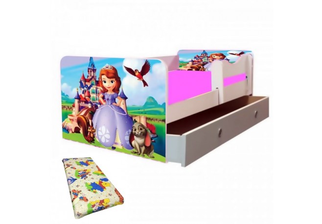 Pat copii Minnie flower cu saltea si sertar,