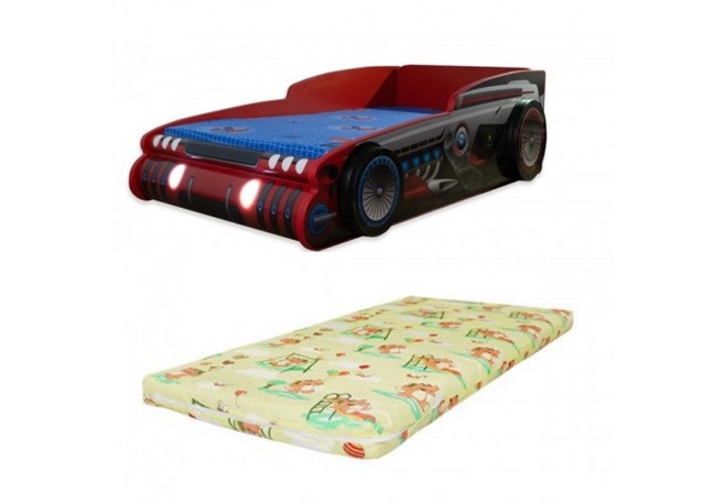 Pat masina Robocar cu lumini ,saltea inclusa