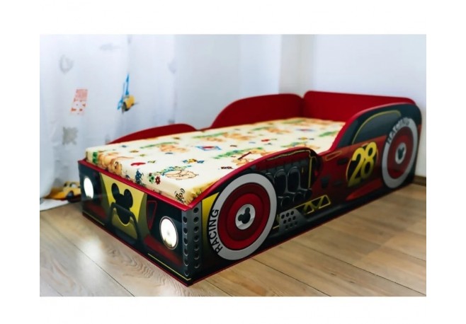 Pat masina Mickey cu saltea si lumini