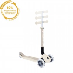 Trotineta Globber JUNIOR PLIABILA ECOLOGICA ghidon ajustabil pe 3 nivele roti cu lumini LED rulmenti ABEC 9 culoare crem