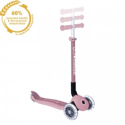 Trotineta Globber PRIMO ECOLOGICA pliabila cu roti LED ghidon ajustabil pe 3 nivele rulmenti ABEC 9 culoare roz pal