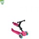 Trotineta Globber GO UP ACTIVE 3 in 1 cu maner de impins scaun si ghidon ajustabile roti cu lumini LED culoare roz