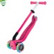 Trotineta Globber GO UP ACTIVE 3 in 1 cu maner de impins scaun si ghidon ajustabile roti cu lumini LED culoare roz
