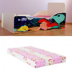 Pat  masina fetite Mica Sirena cu saltea inclusa