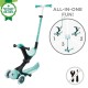 Trotineta Globber GO UP DELUXE ECOLOGIC 3 in 1 ghidon si scaun ajustabile pe inaltime roti cu lumini culoare verde