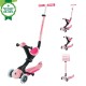 Trotineta Globber GO UP DELUXE ECOLOGIC 3 in 1 ghidon si scaun ajustabile pe inaltime roti cu lumini culoare roz pal