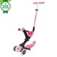 Trotineta Globber GO UP DELUXE ECOLOGIC 3 in 1 ghidon si scaun ajustabile pe inaltime roti cu lumini culoare roz pal