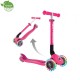 Trotineta Globber JUNIOR PLIABILA CU LUMINI ghidon ajustabil 3 nivele greutate maxima 50 kg rulmenti ABEC 5 culoare roz