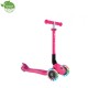 Trotineta Globber JUNIOR PLIABILA CU LUMINI ghidon ajustabil 3 nivele greutate maxima 50 kg rulmenti ABEC 5 culoare roz
