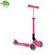 Trotineta Globber JUNIOR PLIABILA CU LUMINI ghidon ajustabil 3 nivele greutate maxima 50 kg rulmenti ABEC 5 culoare roz