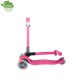 Trotineta Globber JUNIOR PLIABILA CU LUMINI ghidon ajustabil 3 nivele greutate maxima 50 kg rulmenti ABEC 5 culoare roz
