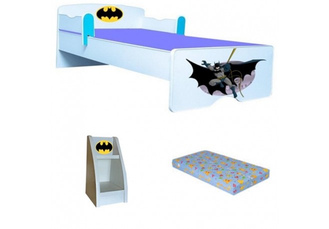 Pat copii Batman ,saltea si si etajera cadou
