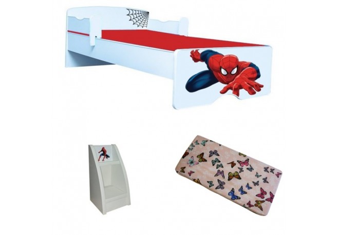 Pat copii Spiderman ,saltea si si etajera cadou