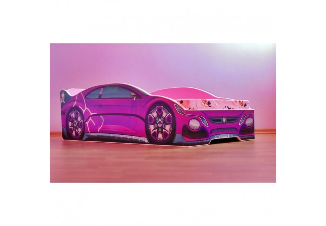 Pat masina Pink Princess cu lumini