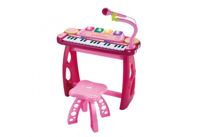 Orga electronica cu microfon scaunel si suport Pink Bontempi