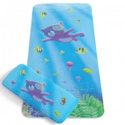 Set covoras antiderapant si genunchiera pentru baie imprimeu marin Clevamama