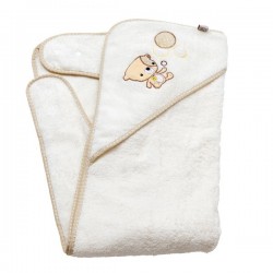 Prosop de baie pentru bebelus si mama bej Clevamama