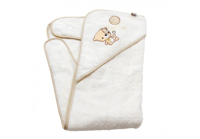 Prosop de baie pentru bebelus si mama bej Clevamama