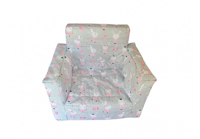 Fotoliu din burete pentru copii MyKids Dancing Bunny Gray