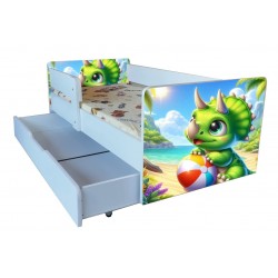 Pat Dino cu sertar 2-9 ani ,saltea cadou