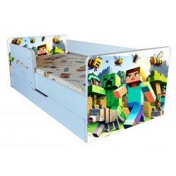 Pat Minecraft  cu sertar 2-9 ani ,saltea cadou