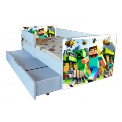 Pat Minecraft  cu sertar 2-9 ani ,saltea cadou