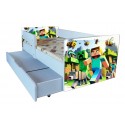 Pat Minecraft  cu sertar 2-9 ani ,saltea cadou