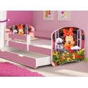 Pat tineret Minnie roz cu sertar si saltea cadou