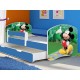 Pat tineret Mickey albastru cu sertar si saltea cadou