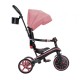 Tricicleta Globber EXPLORER PLIABLA 4 in 1 functie free wheel scaun ajustabil roti EVA centura siguranta in 5 puncte culoare roz