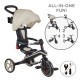 Tricicleta Globber EXPLORER PLIABLA 4 in 1 functie free wheel scaun ajustabil roti EVA centura siguranta in 5 puncte culoare bej