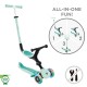Trotineta Globber GO UP ACTIVE 3 in 1 cu maner de impins scaun si ghidon ajustabile roti cu lumini LED culoare verde