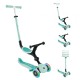 Trotineta Globber GO UP ACTIVE 3 in 1 cu maner de impins scaun si ghidon ajustabile roti cu lumini LED culoare verde