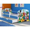 Pat tineret Clubul lui Mickey albastru cu sertar si saltea cadou