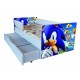 Pat Sonic cu sertar 2-9 ani ,saltea si husa cadou