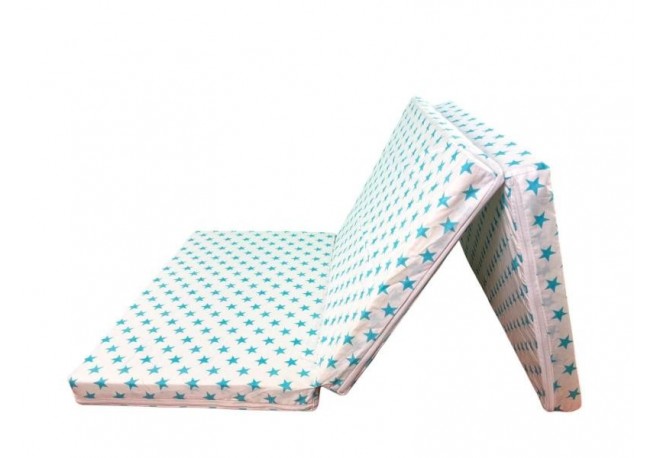 Saltea Pliabila Spuma Poliuretanica 120x60x5 cm - Light Blue Stars