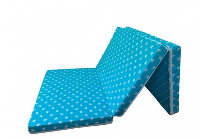 Saltea Pliabila Spuma Poliuretanica 120x60x5 cm - Blue with White Stars