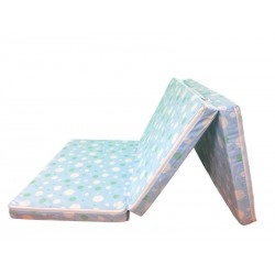 Saltea Pliabila Spuma Poliuretanica 120x60x5 cm - Light Blue with Dots