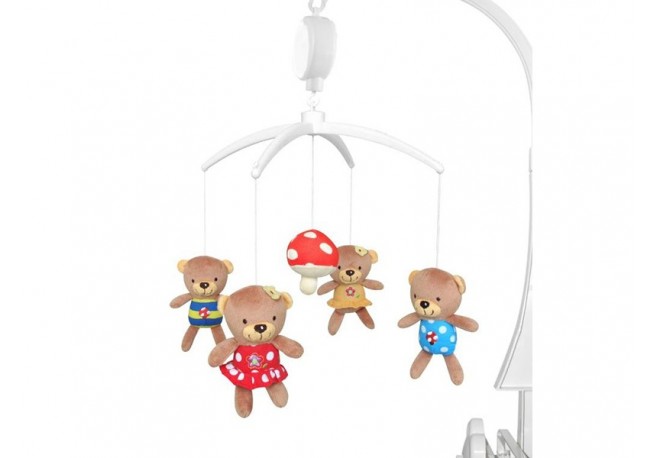 Carusel muzical patut bebe Baby Mix TK 375M Teddy Mushroom