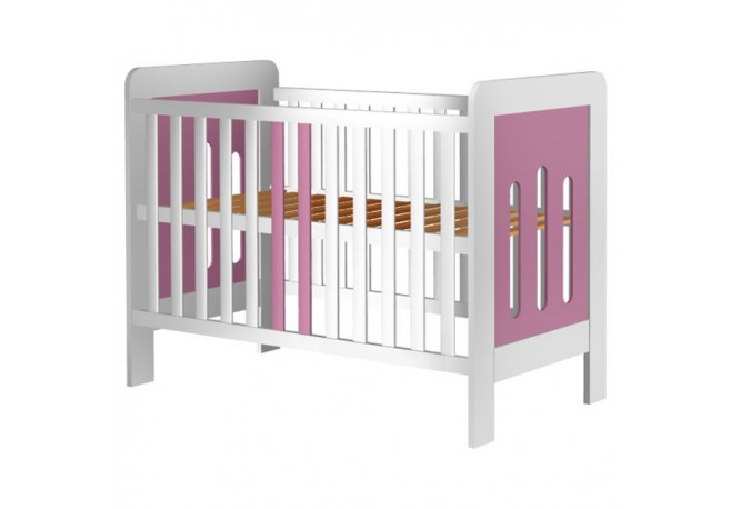 Patut copii din lemn Hubners Sophie 120x60 cm alb-roz