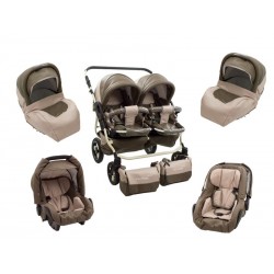 Carucior Pentru Gemeni MyKids Solar DUO Maro-Crem