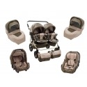 Carucior Pentru Gemeni MyKids Solar DUO Maro-Crem