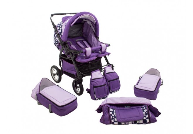 Carucior Pentru Gemeni MyKids Duet Mov Inchis-Mov Deschis