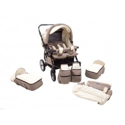 Carucior Pentru Gemeni MyKids Duet Maro Deschis-Bej