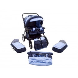 Carucior Pentru Gemeni MyKids Duet Albastru-Negru1