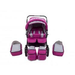 Carucior Pentru Gemeni MyKids Duet Roz-Gri 2