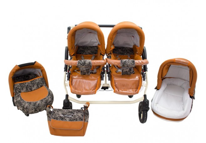 Carucior Pentru Gemeni MyKids Solar DUO Portocaliu Color